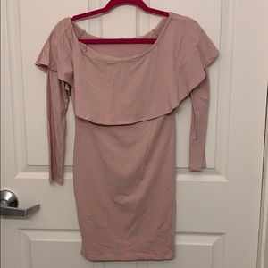 Pale pink off the shoulder dress